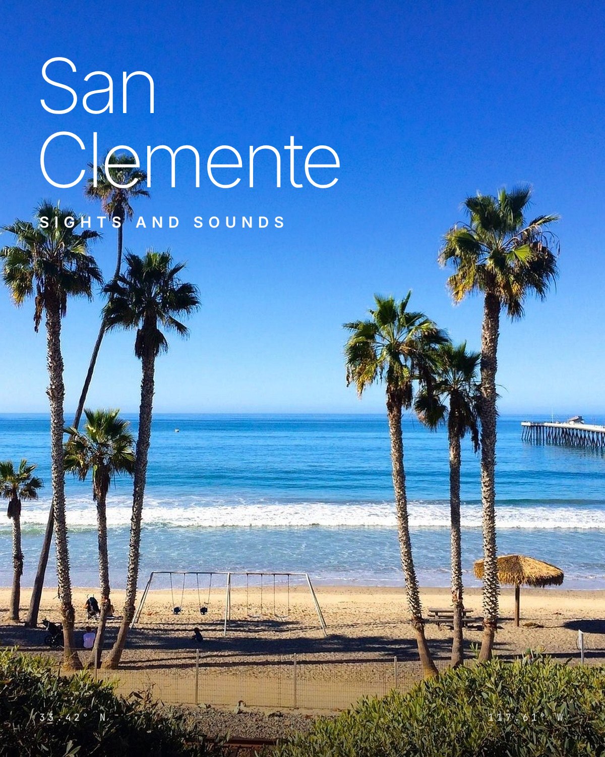 San Clemente: palm trees, beach and pier